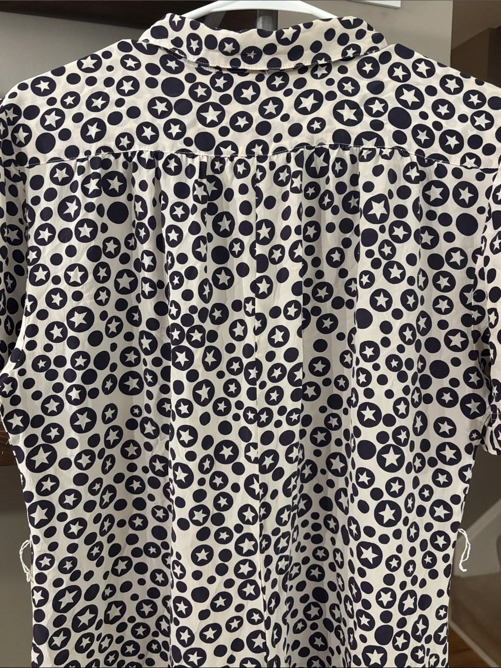 Vintage John Young 100% Silk Romper Size 8 Navy White Star Print Button Front